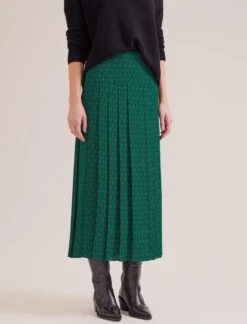 Sienna Maxi Skirt - Green Black Trellis Print -CEFINN Shop SP24 SK183 SIENNA GREENBLACKTRELLISPRINT LS 17451