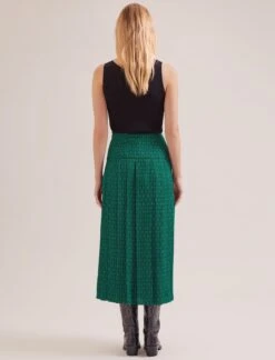 Sienna Maxi Skirt - Green Black Trellis Print -CEFINN Shop SP24 SK183 SIENNA GREENBLACKTRELLISPRINT LS 17468