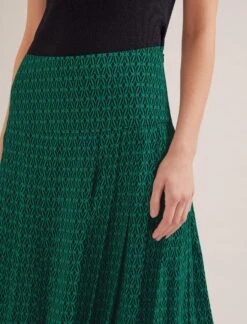 Sienna Maxi Skirt - Green Black Trellis Print -CEFINN Shop SP24 SK183 SIENNA GREENBLACKTRELLISPRINT LS 17488