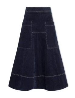 Simone Corduroy Maxi Skirt - Navy -CEFINN Shop SP24 SK187 SIMONE NAVY LS