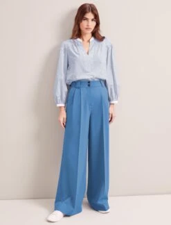Margot New Wool Wide Leg Trouser - Blue 14 Margot New Wool Wide Leg Trouser - Blue -CEFINN Shop SP24 TR70 MARGOT BLUE LS 6323