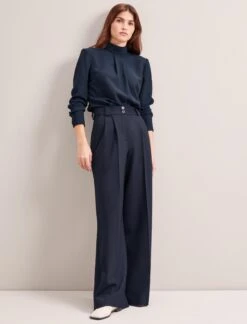 Margot New Wool Wide Leg Trouser - Navy -CEFINN Shop SP24 TR70 MARGOT NAVY LS 6483