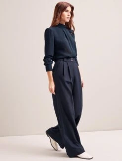 Margot New Wool Wide Leg Trouser - Navy -CEFINN Shop SP24 TR70 MARGOT NAVY LS 6589