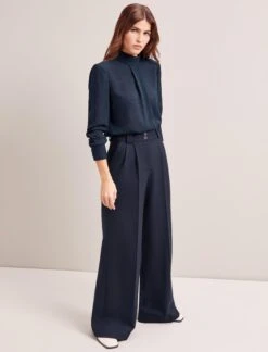 Margot New Wool Wide Leg Trouser - Navy -CEFINN Shop SP24 TR70 MARGOT NAVY LS 6599