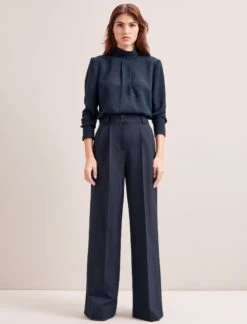 Margot New Wool Wide Leg Trouser - Navy -CEFINN Shop SP24 TR70 MARGOT NAVY LS 6637