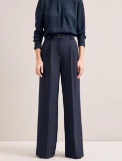 Margot New Wool Wide Leg Trouser - Navy -CEFINN Shop SP24 TR70 MARGOT NAVY LS 6643