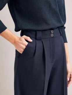 Margot New Wool Wide Leg Trouser - Navy -CEFINN Shop SP24 TR70 MARGOT NAVY LS 6652