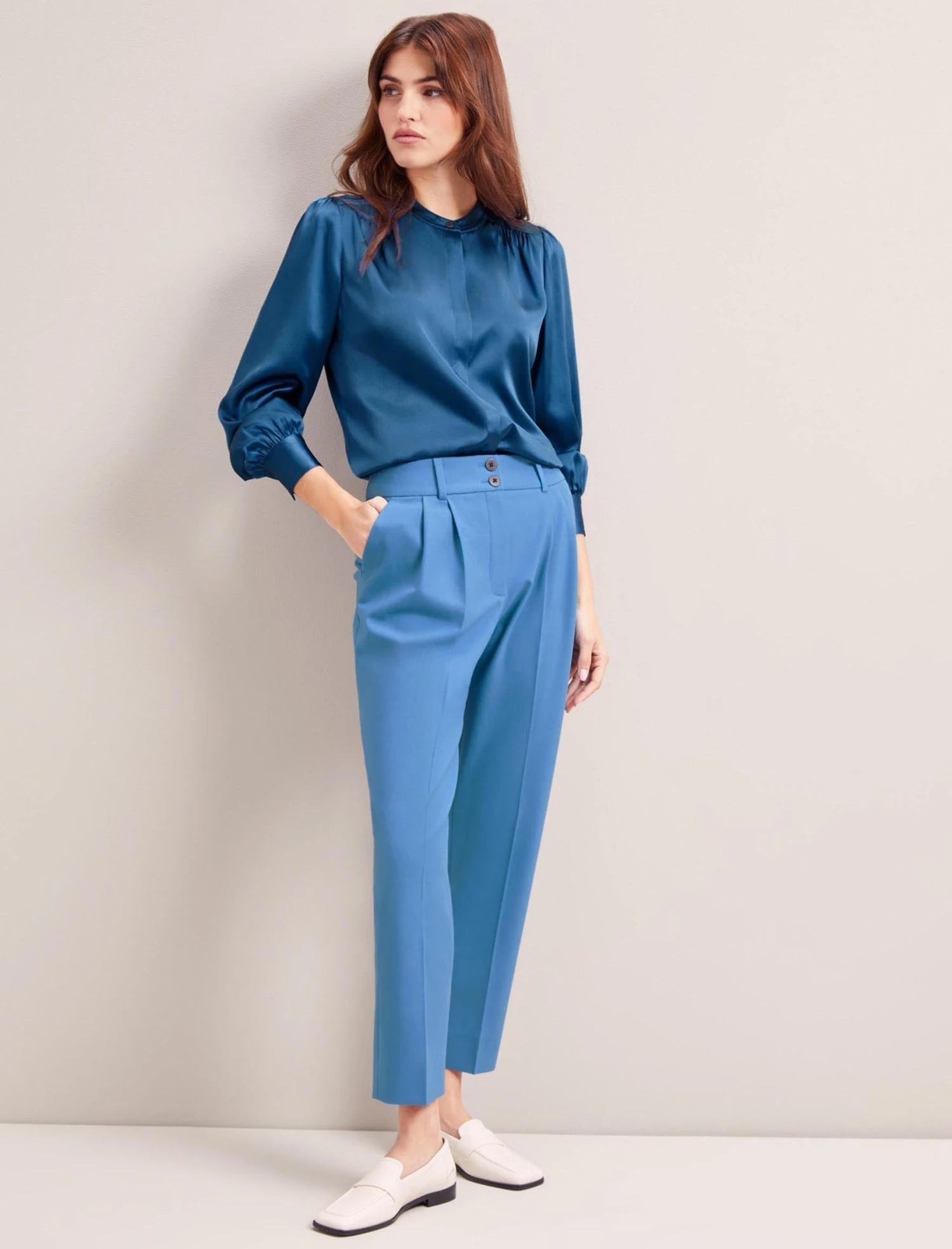 Tristan New Wool Tapered Trouser - Blue 1 Tristan New Wool Tapered Trouser - Blue