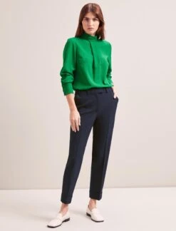 Clement New Wool Easy Waist Turn Up Trouser - Navy -CEFINN Shop SP24 TR77 CLEMENT NAVY LS 6995