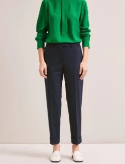 Clement New Wool Easy Waist Turn Up Trouser - Navy -CEFINN Shop SP24 TR77 CLEMENT NAVY LS 7092