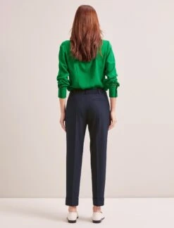 Clement New Wool Easy Waist Turn Up Trouser - Navy -CEFINN Shop SP24 TR77 CLEMENT NAVY LS 7111