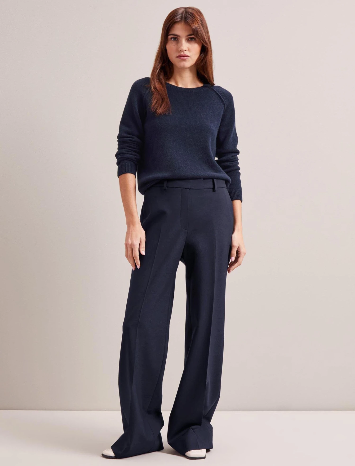 Terence New Wool Wide Leg Trouser - Navy 6 Terence New Wool Wide Leg Trouser - Navy - Image 6