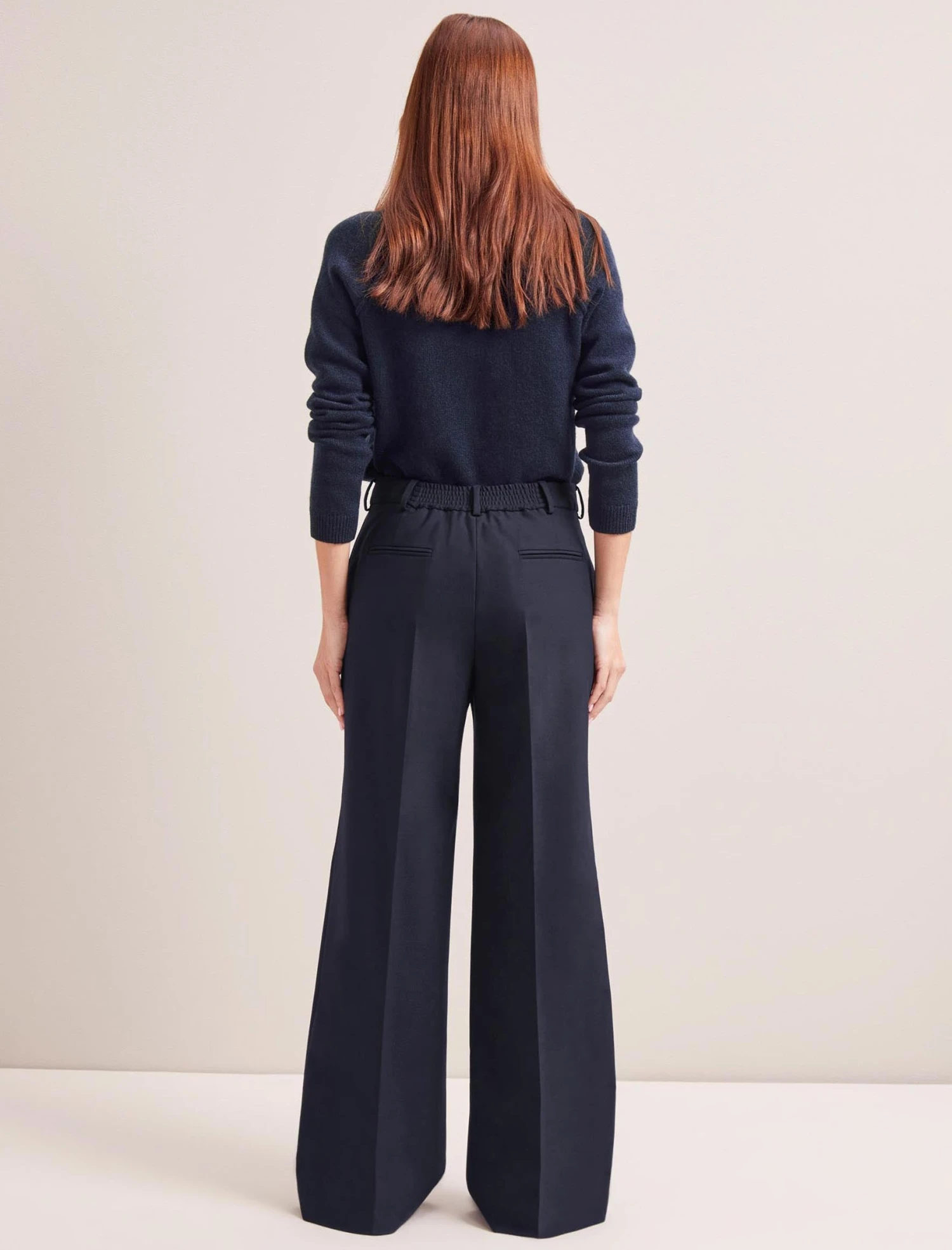 Terence New Wool Wide Leg Trouser - Navy 7 Terence New Wool Wide Leg Trouser - Navy - Image 7