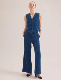 Wyatt Corduroy Waistcoat - Blue -CEFINN Shop SP24 W6 WYATT BLUE LS 18868