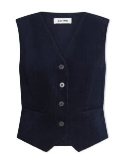 Wyatt Corduroy Waistcoat - Navy -CEFINN Shop SP24 W6 WYATT NAVY LS