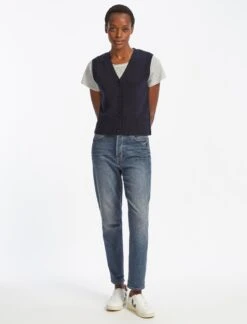 Meryl Wool V Neck Waistcoat - Navy -CEFINN Shop SU22 K69 MERYL NAVY LS 25296