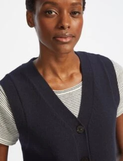 Meryl Wool V Neck Waistcoat - Navy -CEFINN Shop SU22 K69 MERYL NAVY LS 25319