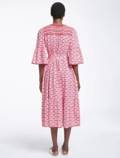 Hester Cotton Maxi Dress - Pink Diamond Geo Print -CEFINN Shop SU23 D525 HESTER PINKDIAMONDGEOPRINT LS0365