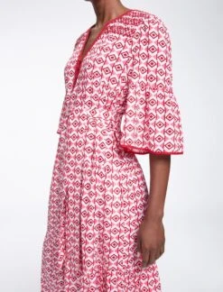 Hester Cotton Maxi Dress - Pink Diamond Geo Print -CEFINN Shop SU23 D525 HESTER PINKDIAMONDGEOPRINT LS0409