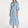 Hester Cotton Maxi Dress - Blue Diamond Geo Print