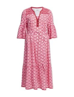 Hester Cotton Maxi Dress - Pink Diamond Geo Print -CEFINN Shop SU23 D52 PINKDIAMONDGEOPRINT CO