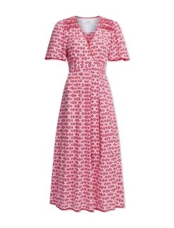 Gina Cotton Maxi Dress - Pink Diamond Geo Print -CEFINN Shop SU23 D538 GINA PINKDIAMONDGEOPRINT CO