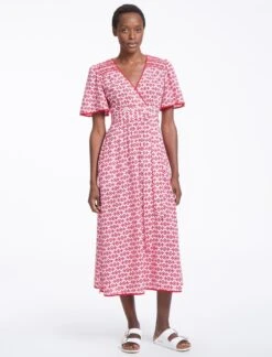 Gina Cotton Maxi Dress - Pink Diamond Geo Print -CEFINN Shop SU23 D538 GINA PINKDIAMONDGEOPRINT LS0209