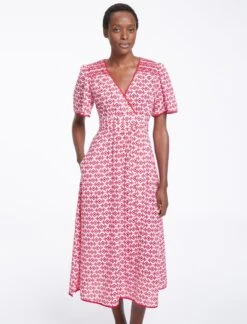 Gina Cotton Maxi Dress - Pink Diamond Geo Print -CEFINN Shop SU23 D538 GINA PINKDIAMONDGEOPRINT LS0221