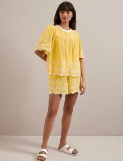 Bonnie Organic Cotton Blouse - Yellow White -CEFINN Shop SU24 B157 Alana YELLOWWHITE LS 713