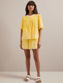 Bonnie Organic Cotton Blouse - Yellow White -CEFINN Shop SU24 B157 Alana YELLOWWHITE LS 746