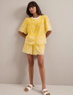 Bonnie Organic Cotton Blouse - Yellow White -CEFINN Shop SU24 B157 Alana YELLOWWHITE LS 761