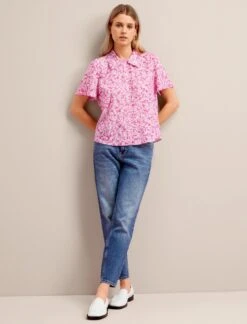 Pippi Cotton Blend Blouse - Hot Pink Blossom Print -CEFINN Shop SU24 B159 PIPPI HOTPINKBLOSSOMPRINT LS 26934