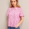 Pippi Cotton Blend Blouse - Hot Pink Blossom Print