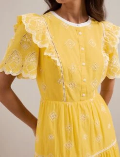 Alana Organic Cotton Maxi Dress - Yellow White -CEFINN Shop SU24 D630 ALANA YELLOW WHITE LS 1679