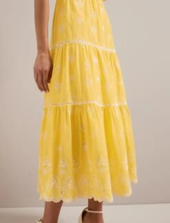 Alana Organic Cotton Maxi Dress - Yellow White -CEFINN Shop SU24 D630 ALANA YELLOW WHITE LS 1687