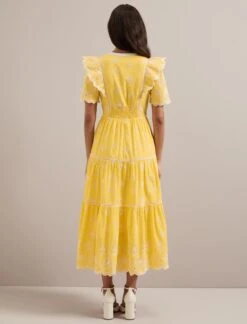 Alana Organic Cotton Maxi Dress - Yellow White -CEFINN Shop SU24 D630 ALANA YELLOW WHITE LS 1706