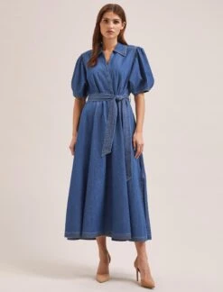 Wren Denim Maxi Dress - Light Blue -CEFINN Shop SU24 D634 WREN LIGHTBLUE LS 864