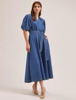 Wren Denim Maxi Dress - Light Blue -CEFINN Shop SU24 D634 WREN LIGHTBLUE LS 876