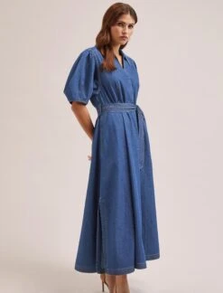 Wren Denim Maxi Dress - Light Blue -CEFINN Shop SU24 D634 WREN LIGHTBLUE LS 917