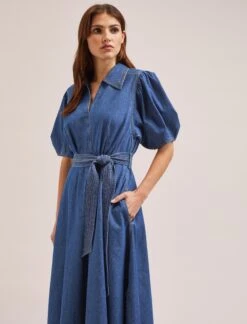 Wren Denim Maxi Dress - Light Blue -CEFINN Shop SU24 D634 WREN LIGHTBLUE LS 928