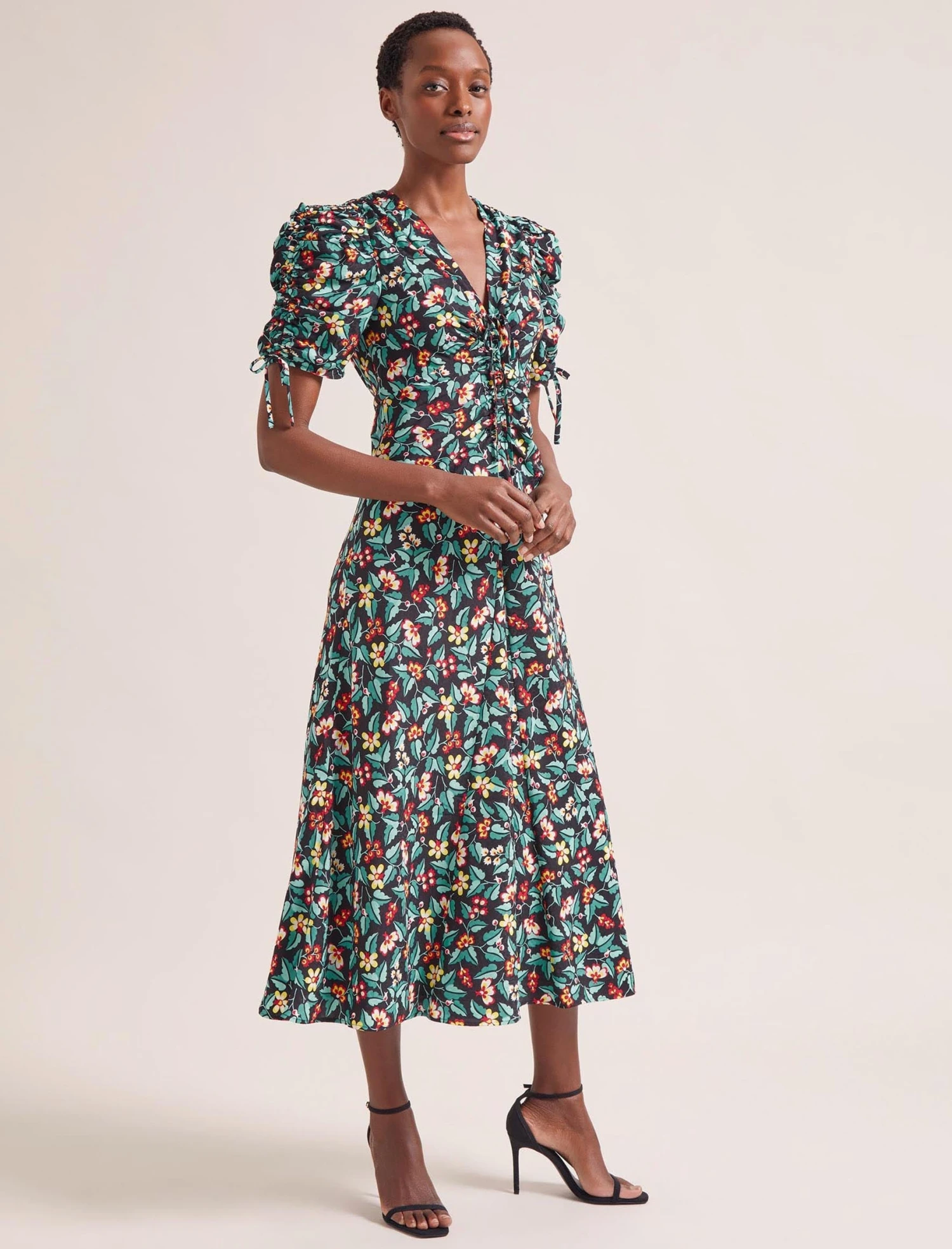 Ophelia Bias Cut Maxi Dress - Black Multi Tropical Floral Print 4 Ophelia Bias Cut Maxi Dress - Black Multi Tropical Floral Print - Image 4