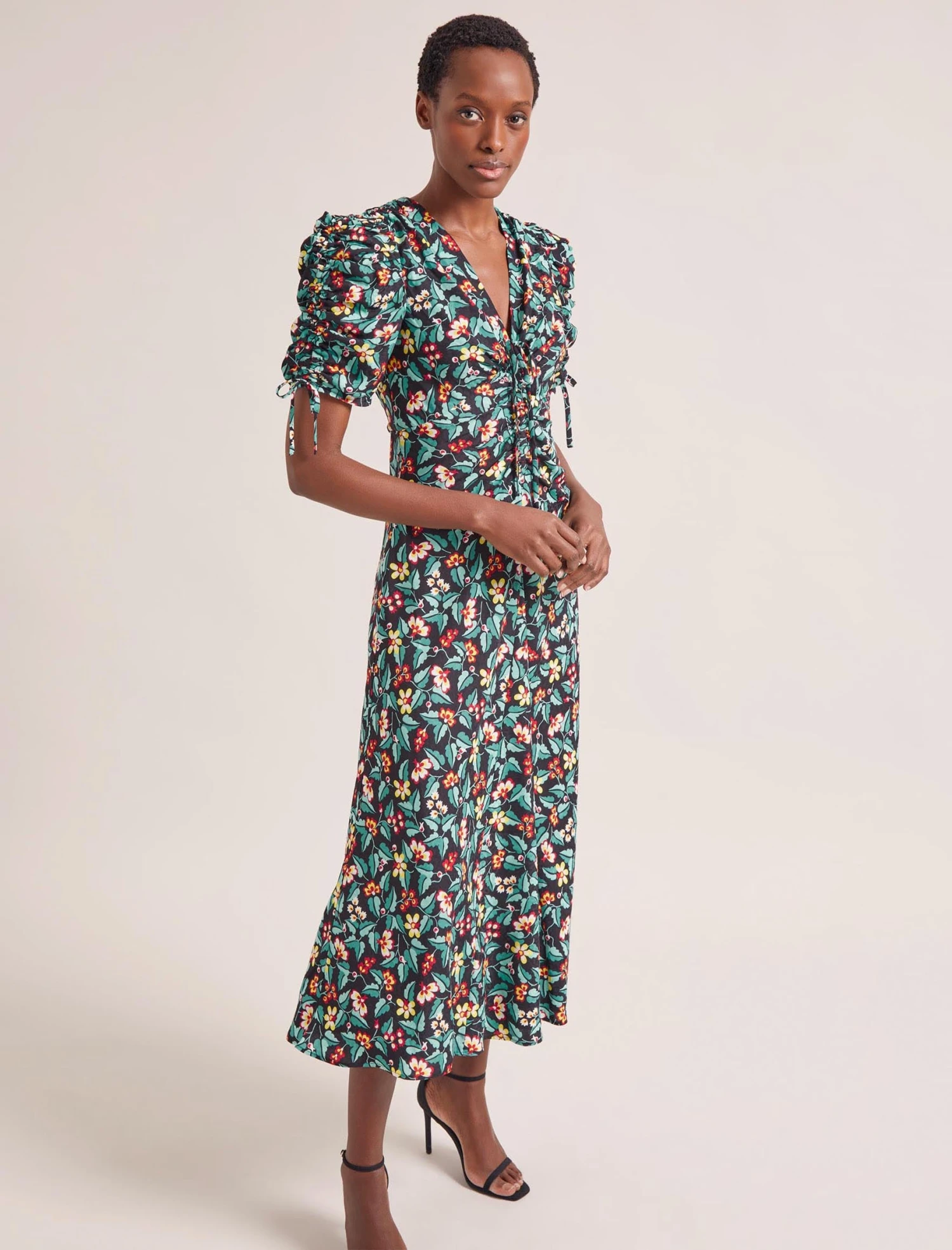 Ophelia Bias Cut Maxi Dress - Black Multi Tropical Floral Print 5 Ophelia Bias Cut Maxi Dress - Black Multi Tropical Floral Print - Image 5