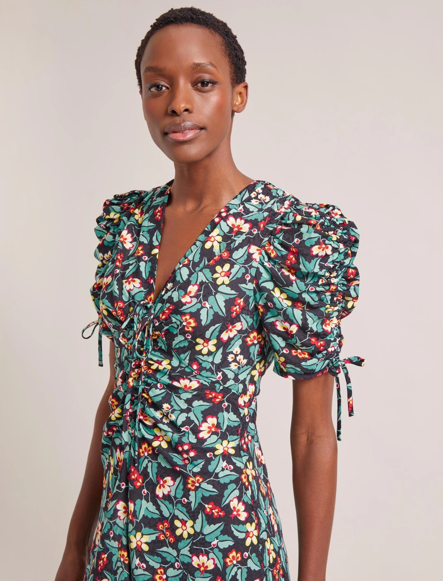 Ophelia Bias Cut Maxi Dress - Black Multi Tropical Floral Print 2 Ophelia Bias Cut Maxi Dress - Black Multi Tropical Floral Print - Image 2