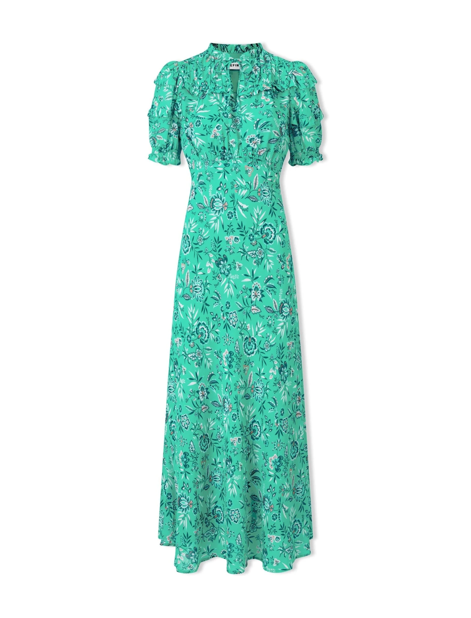 Viola Cotton Blend Bias Cut Maxi Dress - Green White Palm Floral 8 Viola Cotton Blend Bias Cut Maxi Dress - Green White Palm Floral - Image 8