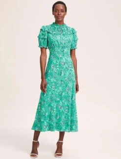 Viola Cotton Blend Bias Cut Maxi Dress - Green White Palm Floral 11 Viola Cotton Blend Bias Cut Maxi Dress - Green White Palm Floral -CEFINN Shop SU24 D637 VIOLA GREENWHITEPALMFLORAL LS 39522