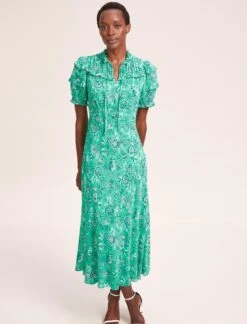 Viola Cotton Blend Bias Cut Maxi Dress - Green White Palm Floral 13 Viola Cotton Blend Bias Cut Maxi Dress - Green White Palm Floral -CEFINN Shop SU24 D637 VIOLA GREENWHITEPALMFLORAL LS 39590
