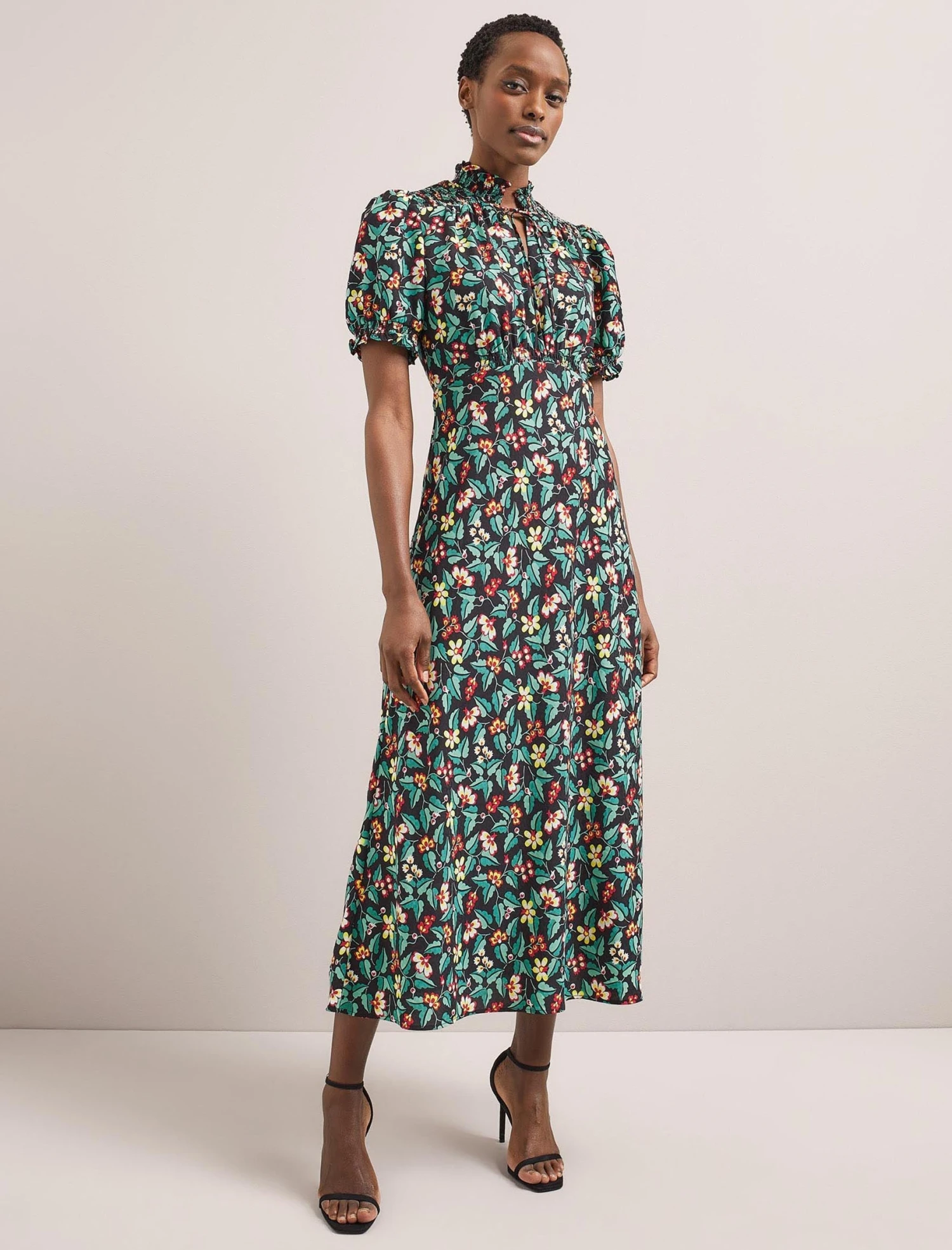 Irina Bias Cut Maxi Dress - Black Multi Tropical Floral Print 2 Irina Bias Cut Maxi Dress - Black Multi Tropical Floral Print - Image 2
