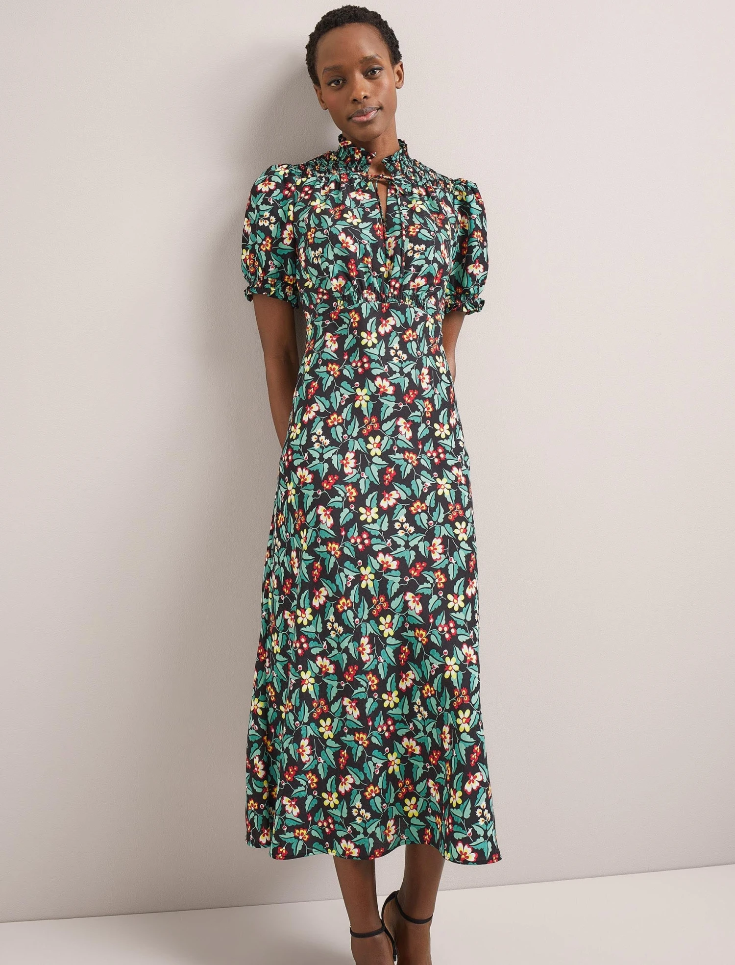 Irina Bias Cut Maxi Dress - Black Multi Tropical Floral Print 8 Irina Bias Cut Maxi Dress - Black Multi Tropical Floral Print - Image 8