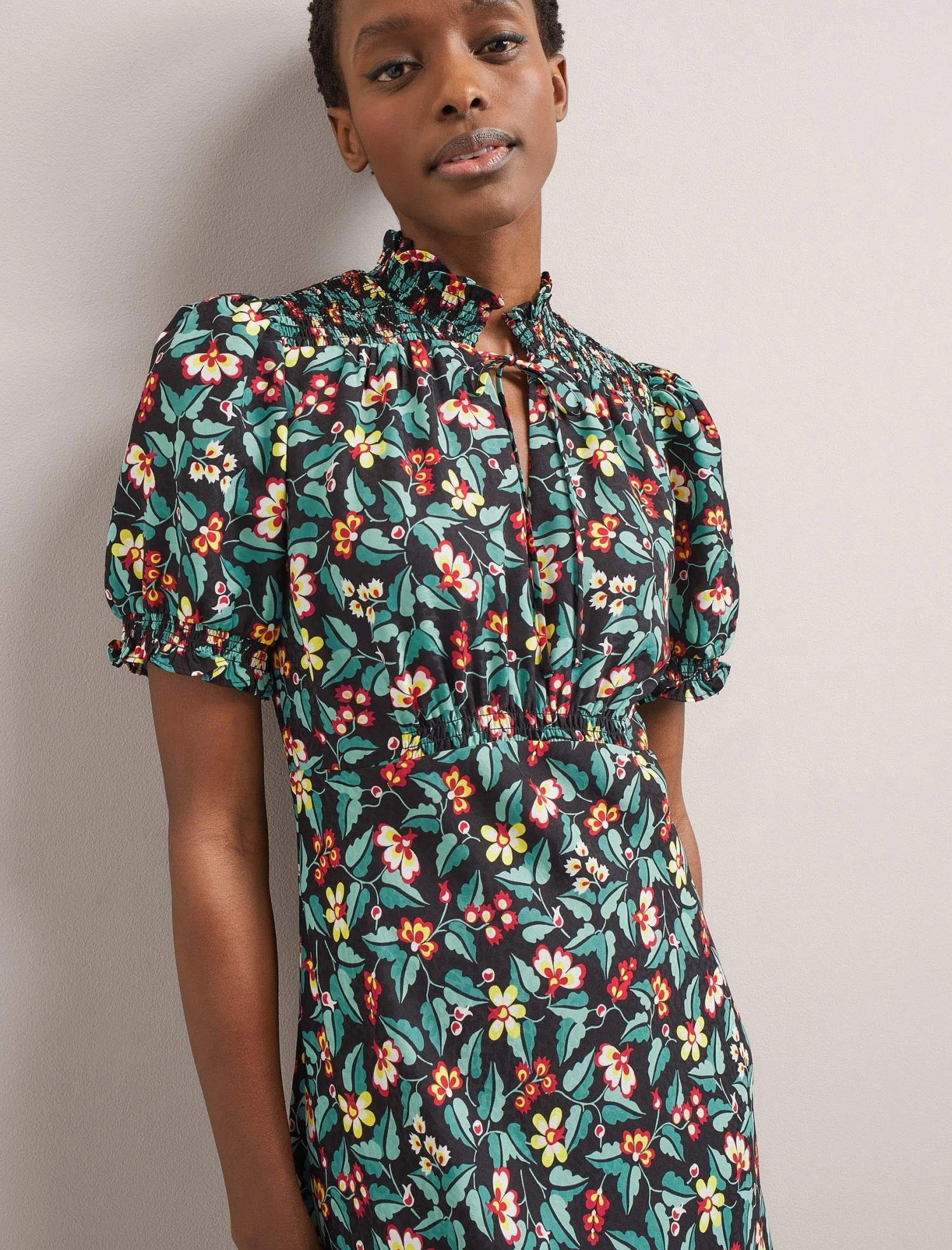 Irina Bias Cut Maxi Dress - Black Multi Tropical Floral Print 3 Irina Bias Cut Maxi Dress - Black Multi Tropical Floral Print - Image 3