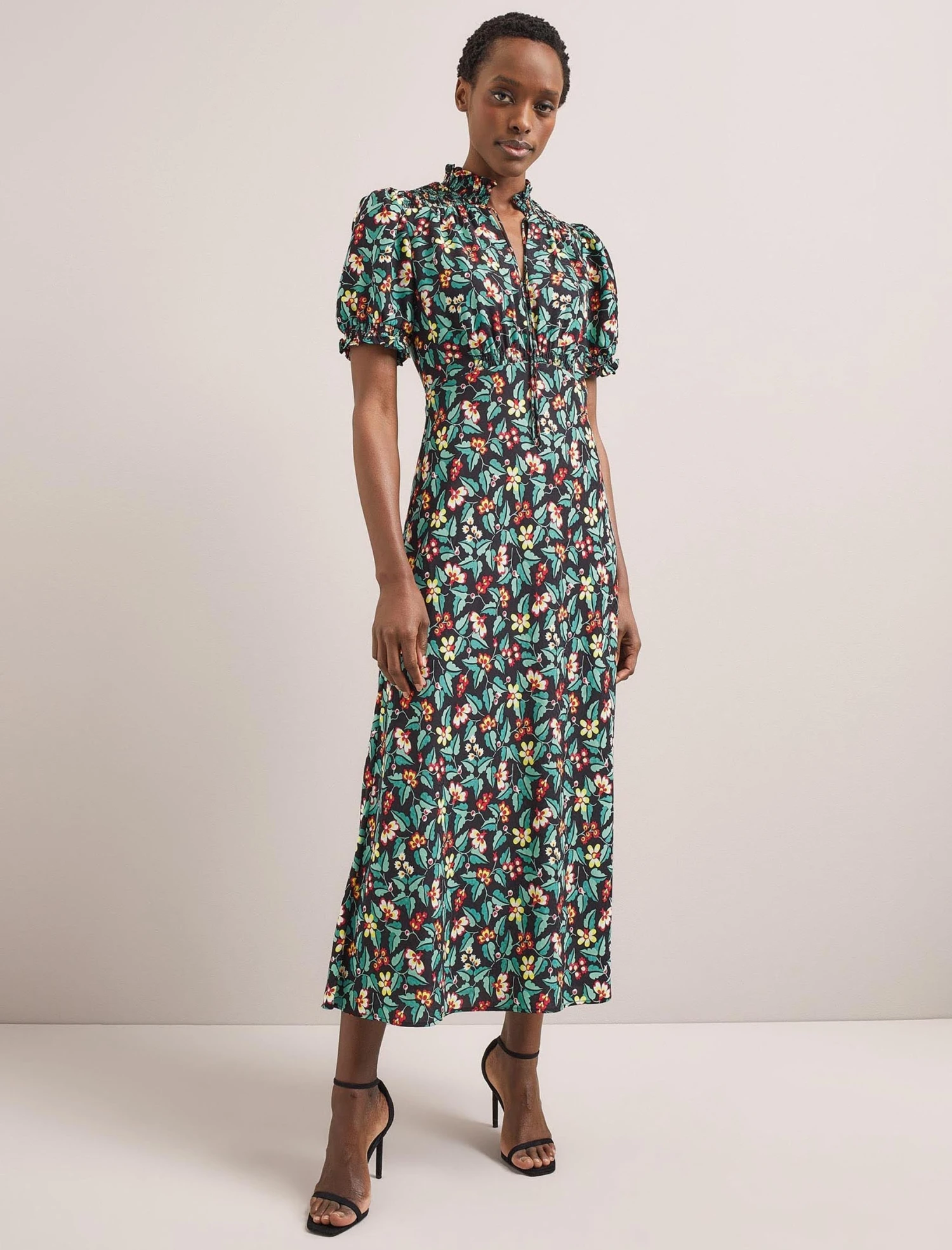 Irina Bias Cut Maxi Dress - Black Multi Tropical Floral Print 4 Irina Bias Cut Maxi Dress - Black Multi Tropical Floral Print - Image 4